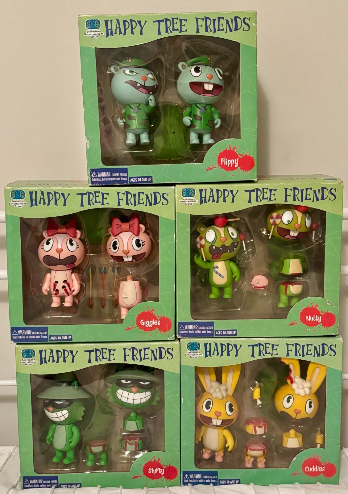 Happy Tree Friends Complete 5 figure set 2004 (Rare) Great Condition - USA