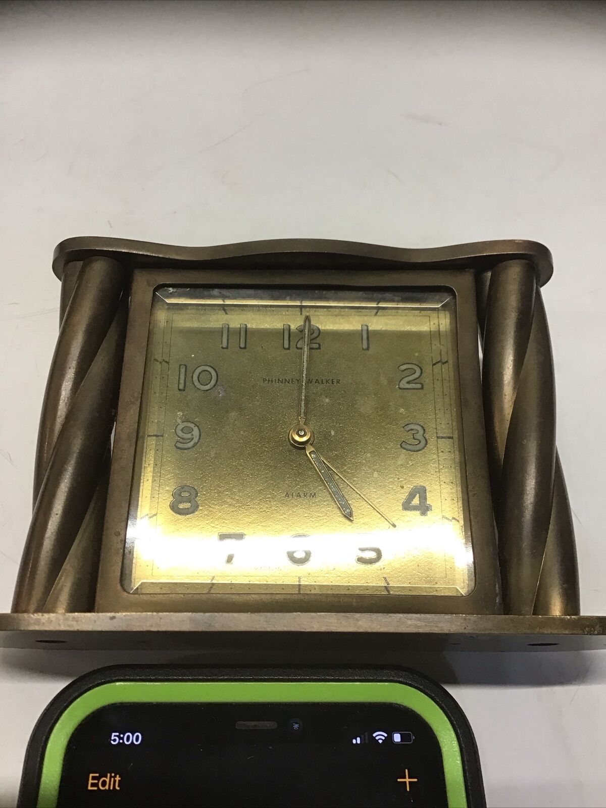 Vintage/Antique Phinney Walker Brass Alarm Table Clock