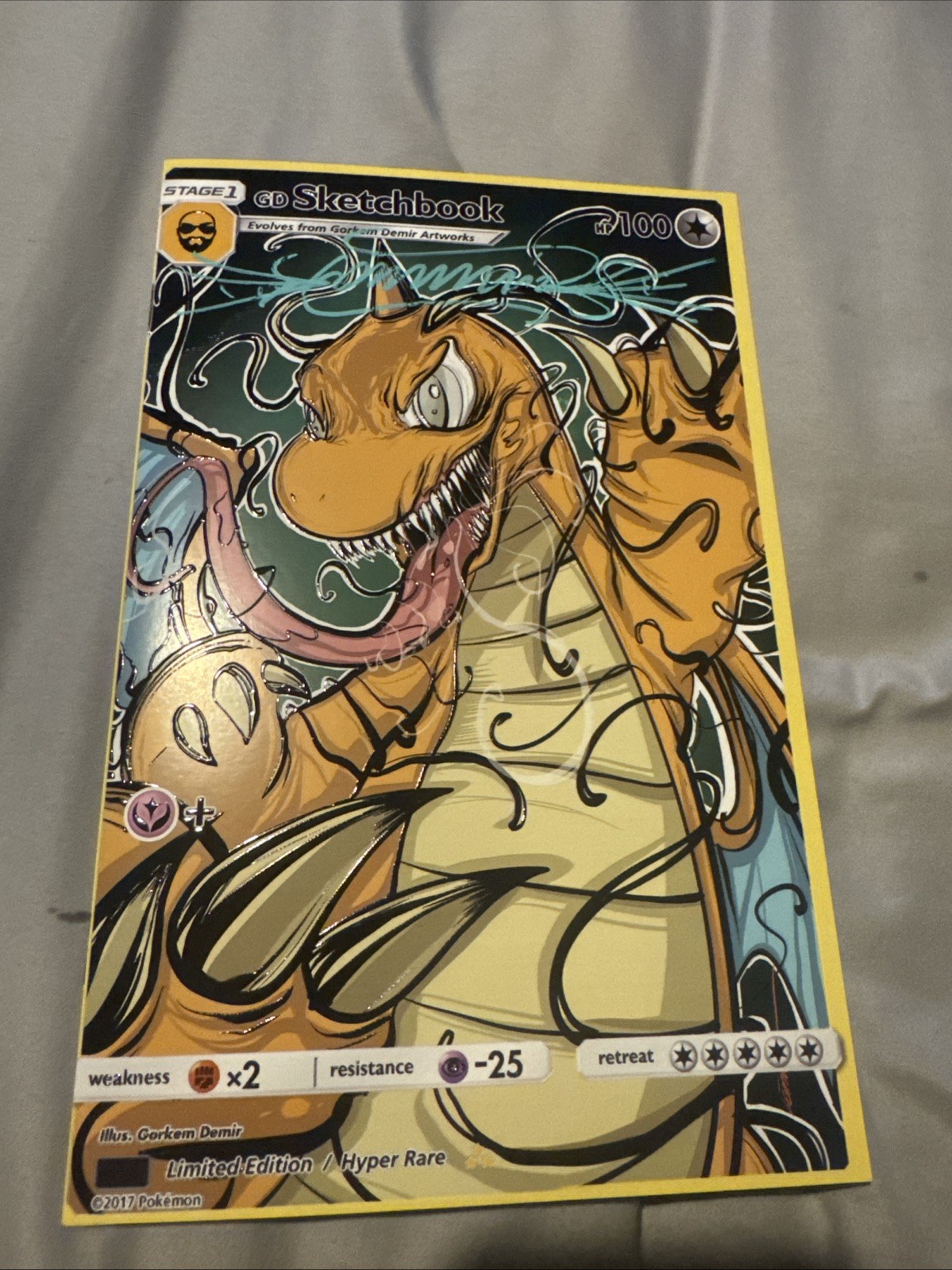 Signed Gorkem Demir Sketchbook #1 Venomized Dragonite Embossed Foil Pokemon Signed Gorkem Demir Sketchbook #1 Venomized Dragonite Embossed Foil Pokemon