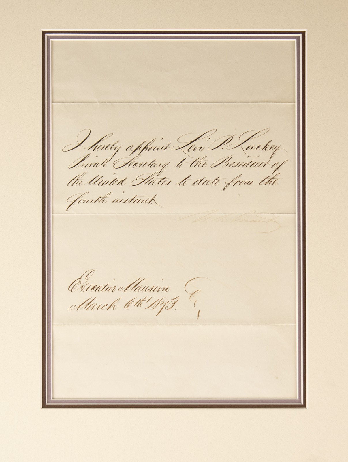 ULYSSES S. GRANT - DOCUMENT SIGNED 03/06/1873