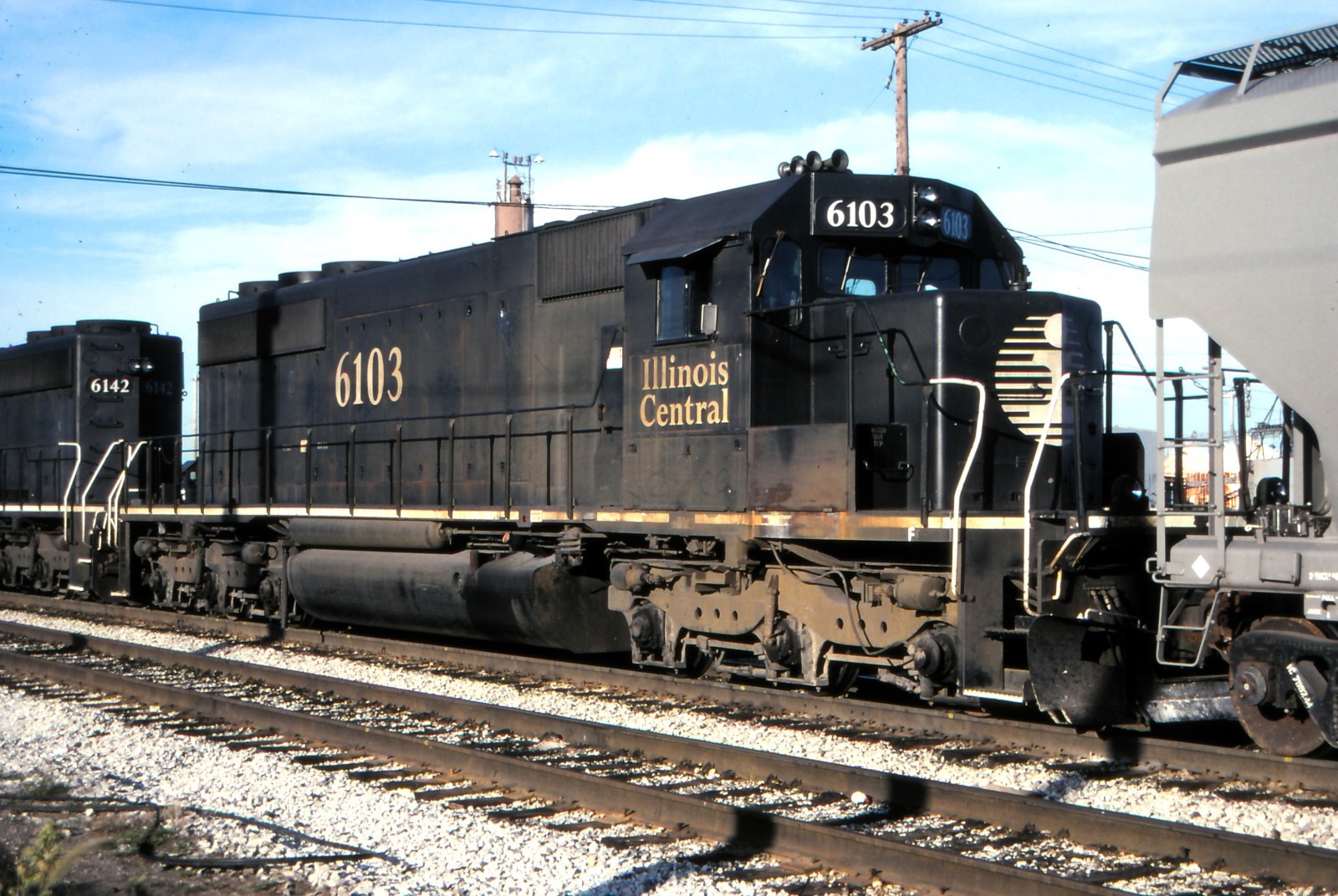 ILLINOIS CENTRAL (IC) SD40-2 6103 Original Kodak slide--Ex. Burlington Northern 