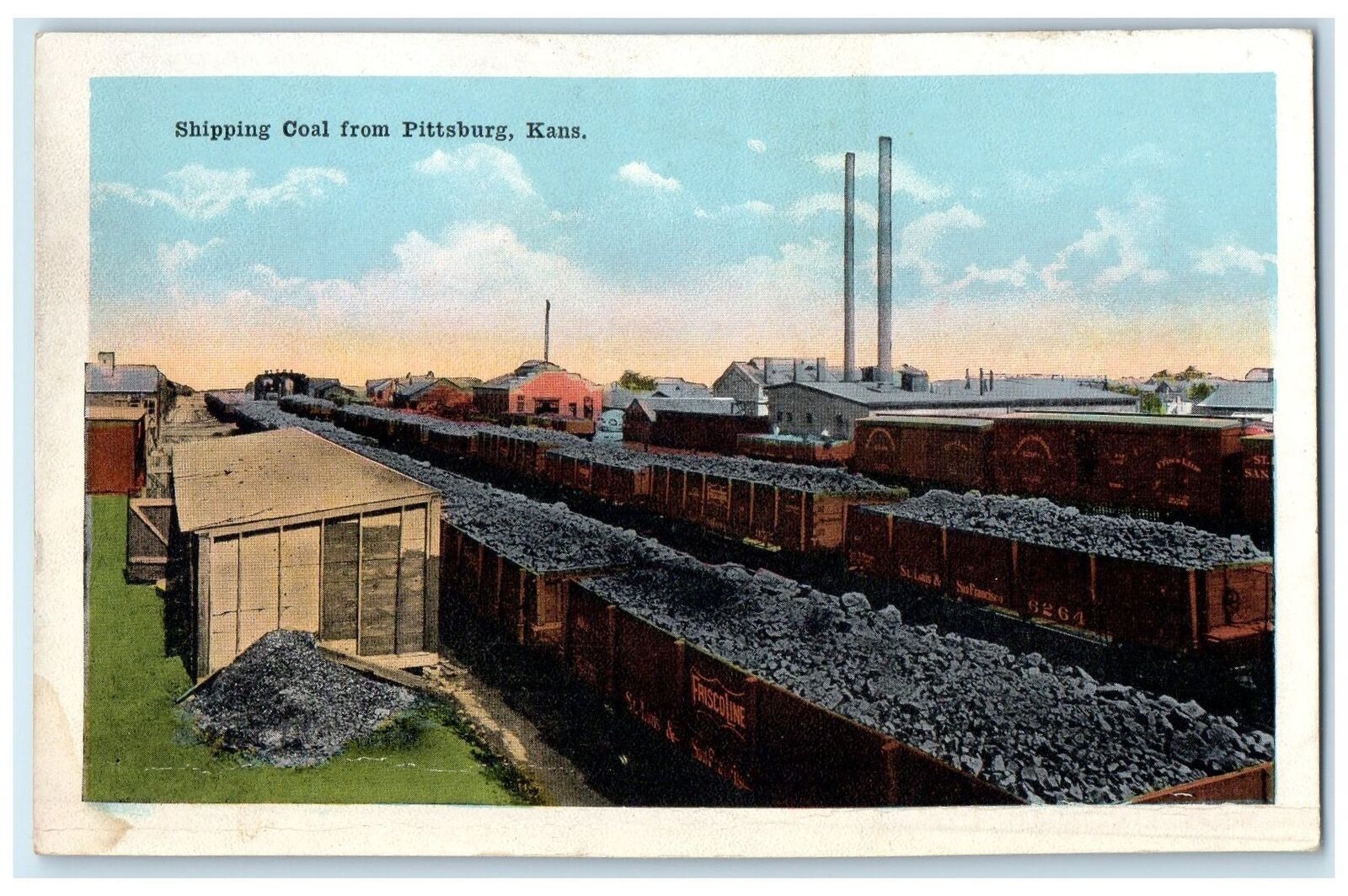 c1920s Scene Of Shipping Coal From Pittsburg Kansas KS Unposted Vintage Postcard