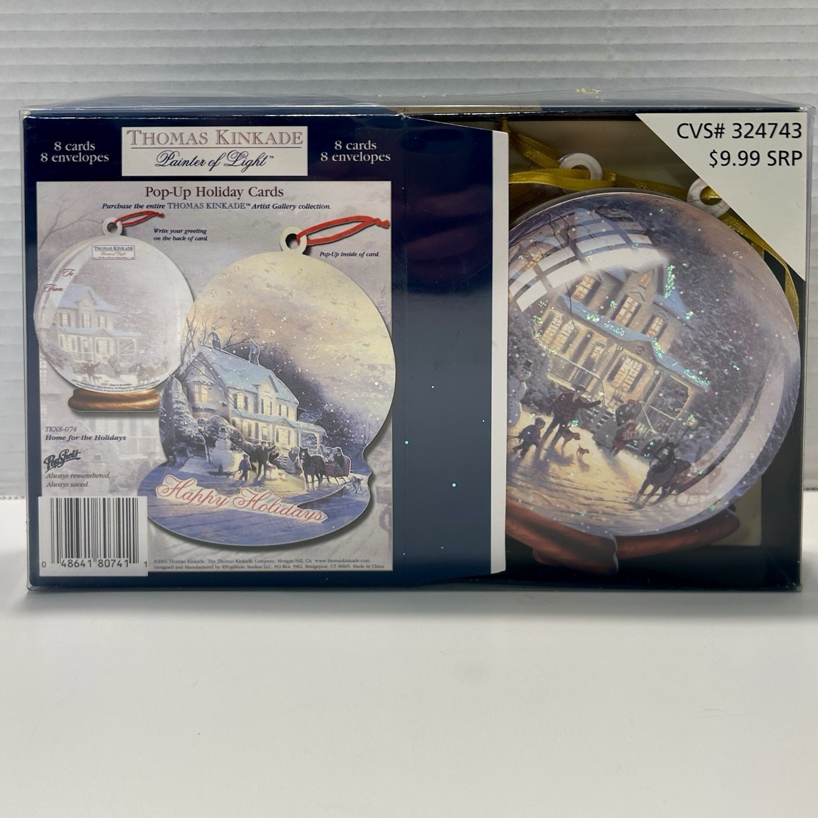 Thomas Kinkade Painter of Light Cards Pop-Up Holiday Box of 8 New In Box Vtg