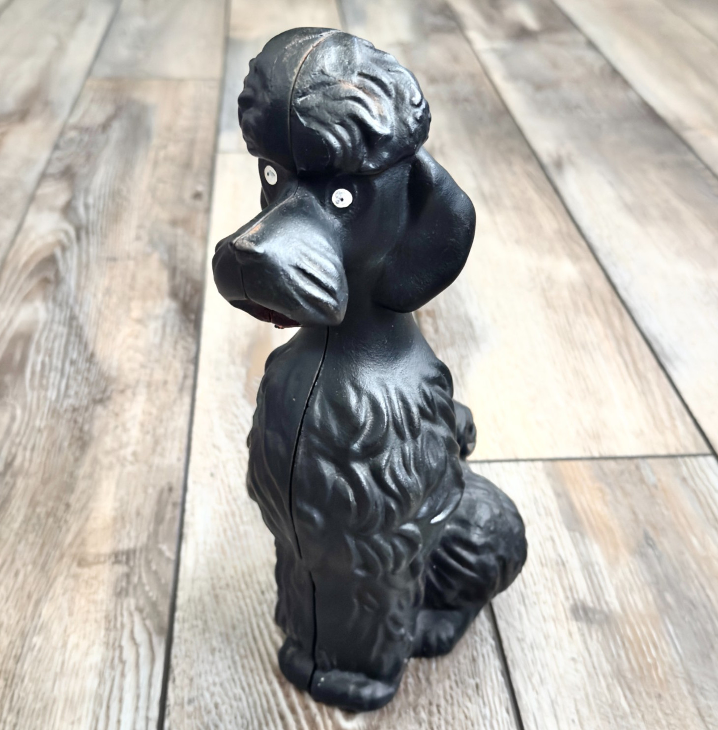 1950\'s Heavy Cast Iron Black Poodle Dog Piggy Bank Door Stop