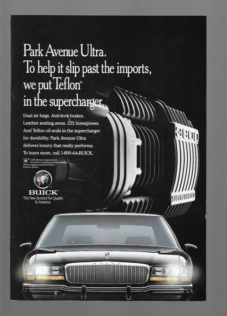 Buick Park Avenue Ultra & Colombian Coffee Flying First Class 1994 Vintage Ads