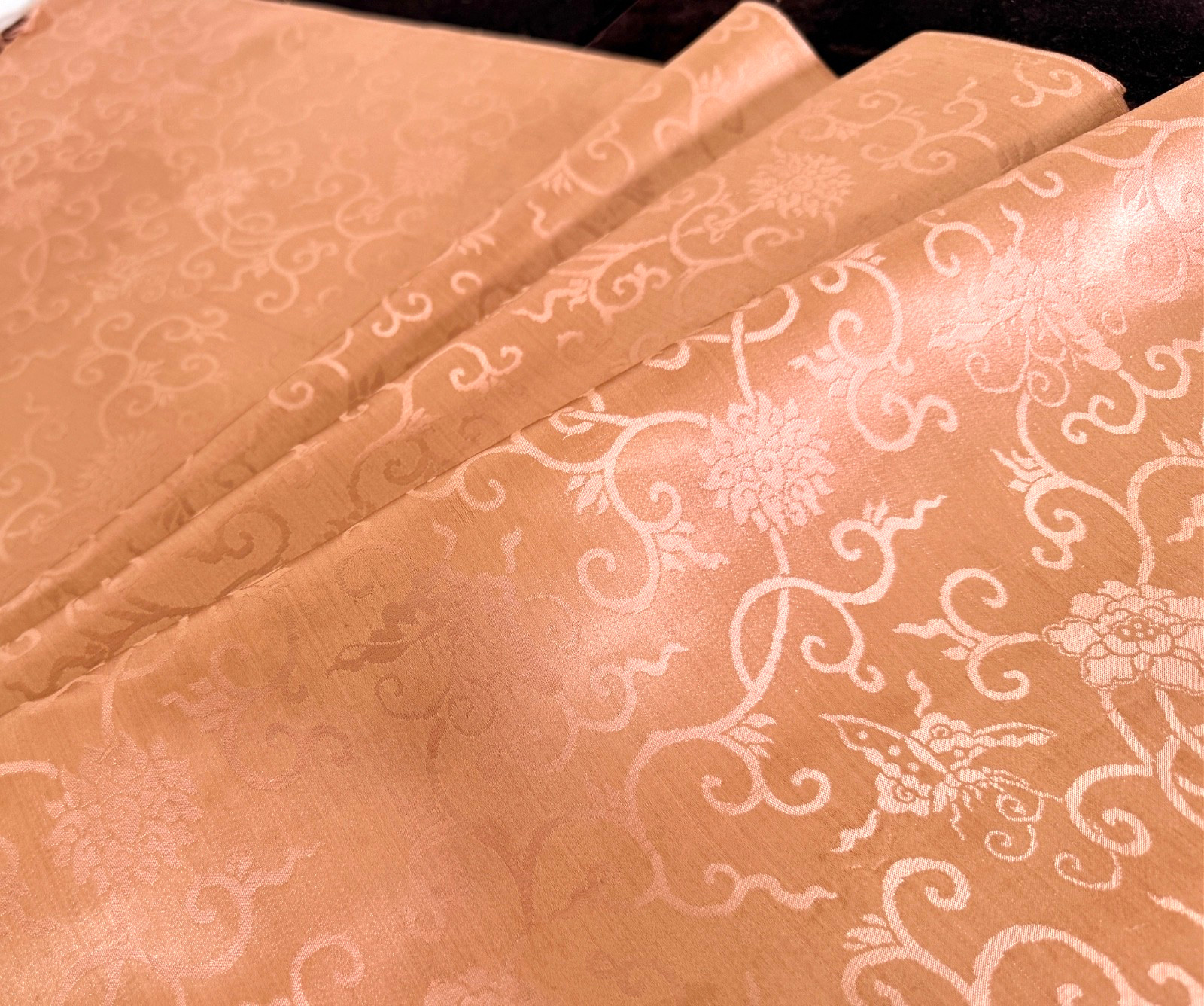 2+ Yds Antique 19th C Fine Lyon Silk Damask in Dusty Rose B375 4