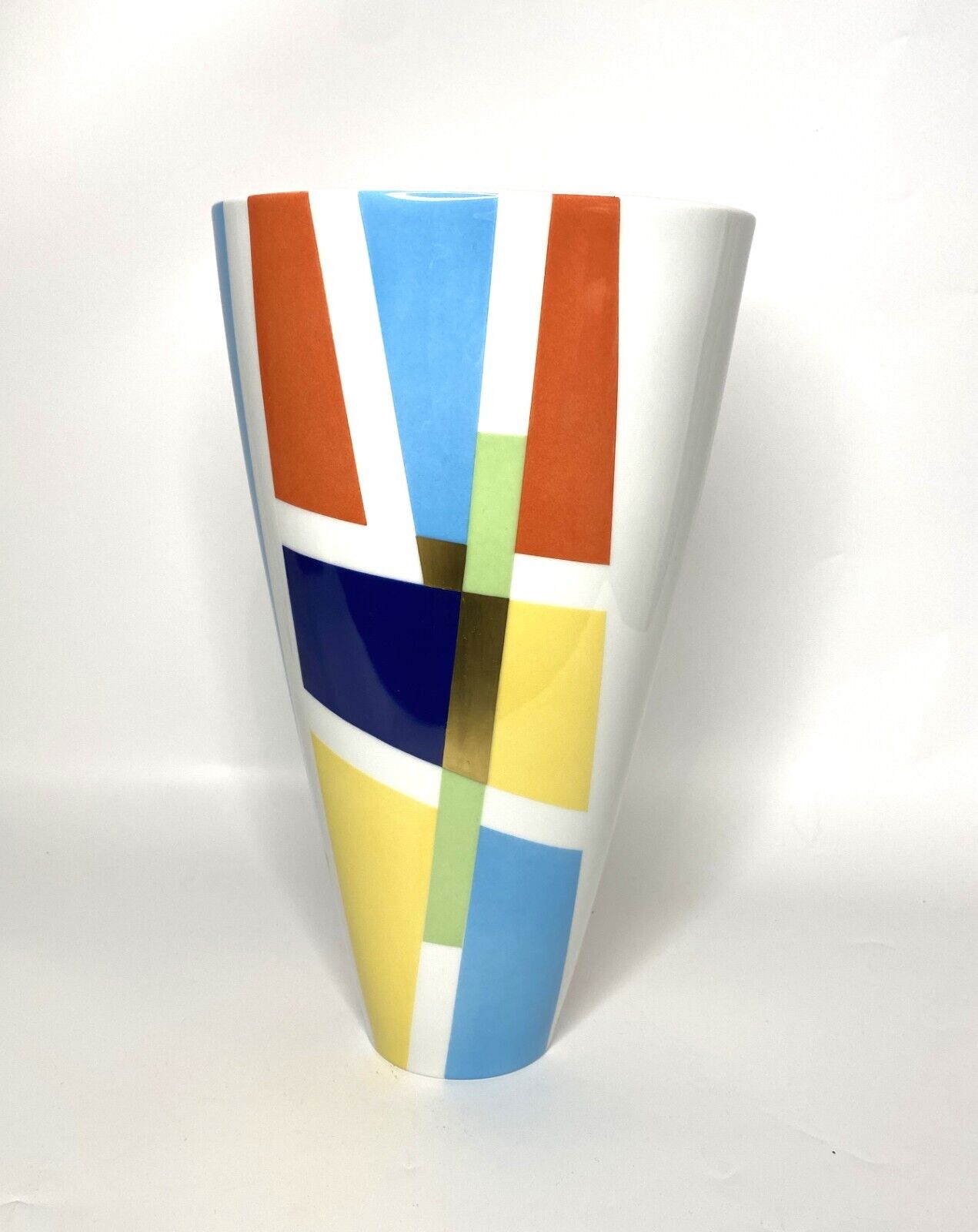 KPM Berlin Porcelain Vase Modern bold graphic with gold and multi colors
