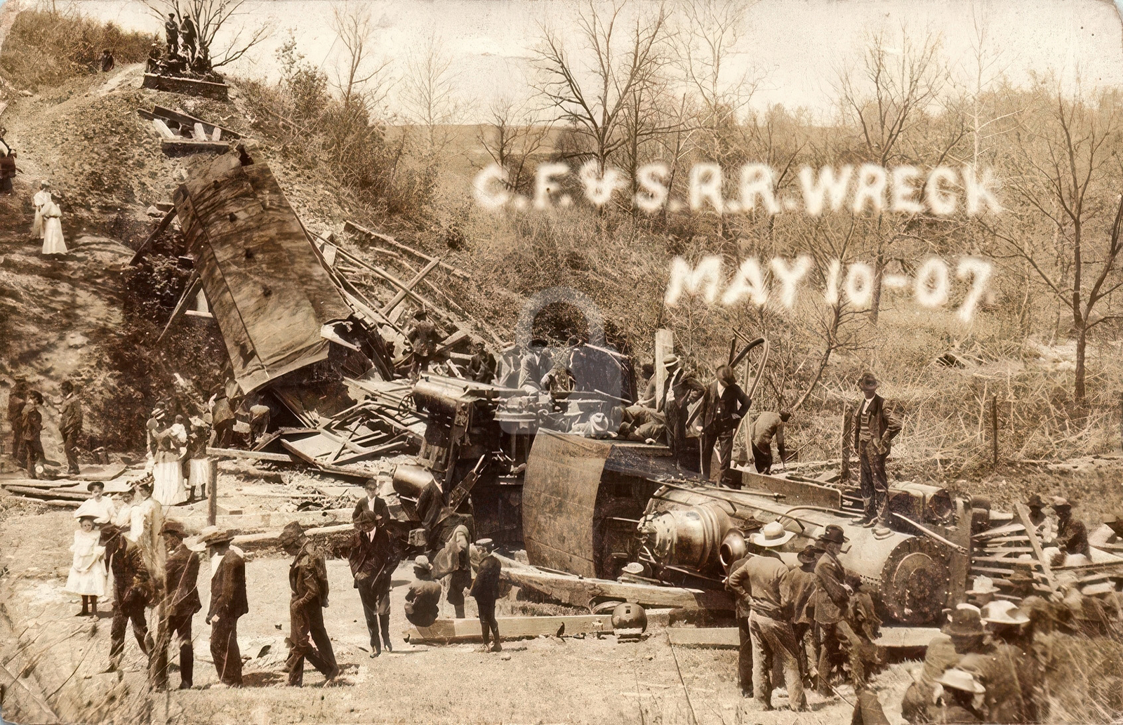 1907 C. F. & S. Railroad Wreck Disaster Flemingsburg KY RPPC Photo Postcard COPY 1907 C. F. & S. Railroad Wreck Disaster Flemingsburg KY RPPC Photo Postcard COPY