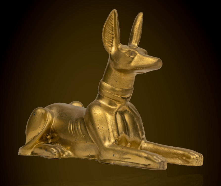 Ancient Egyptian Anubis Jackal God Statue Gold Tone Reclining Artifact Figure Ancient Egyptian Anubis Jackal God Statue Gold Tone Reclining Artifact Figure