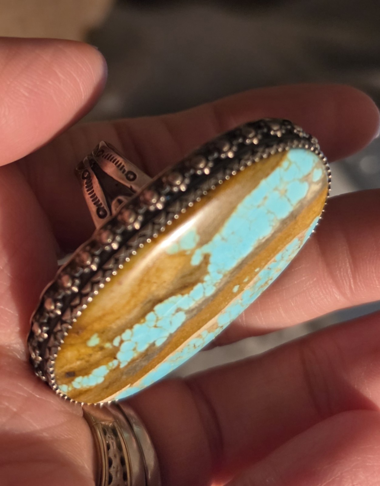 Large Number 8 Turquoise Ring by Navajo Emerson Thompson Adjustable Large Number 8 Turquoise Ring by Navajo Emerson Thompson Adjustable