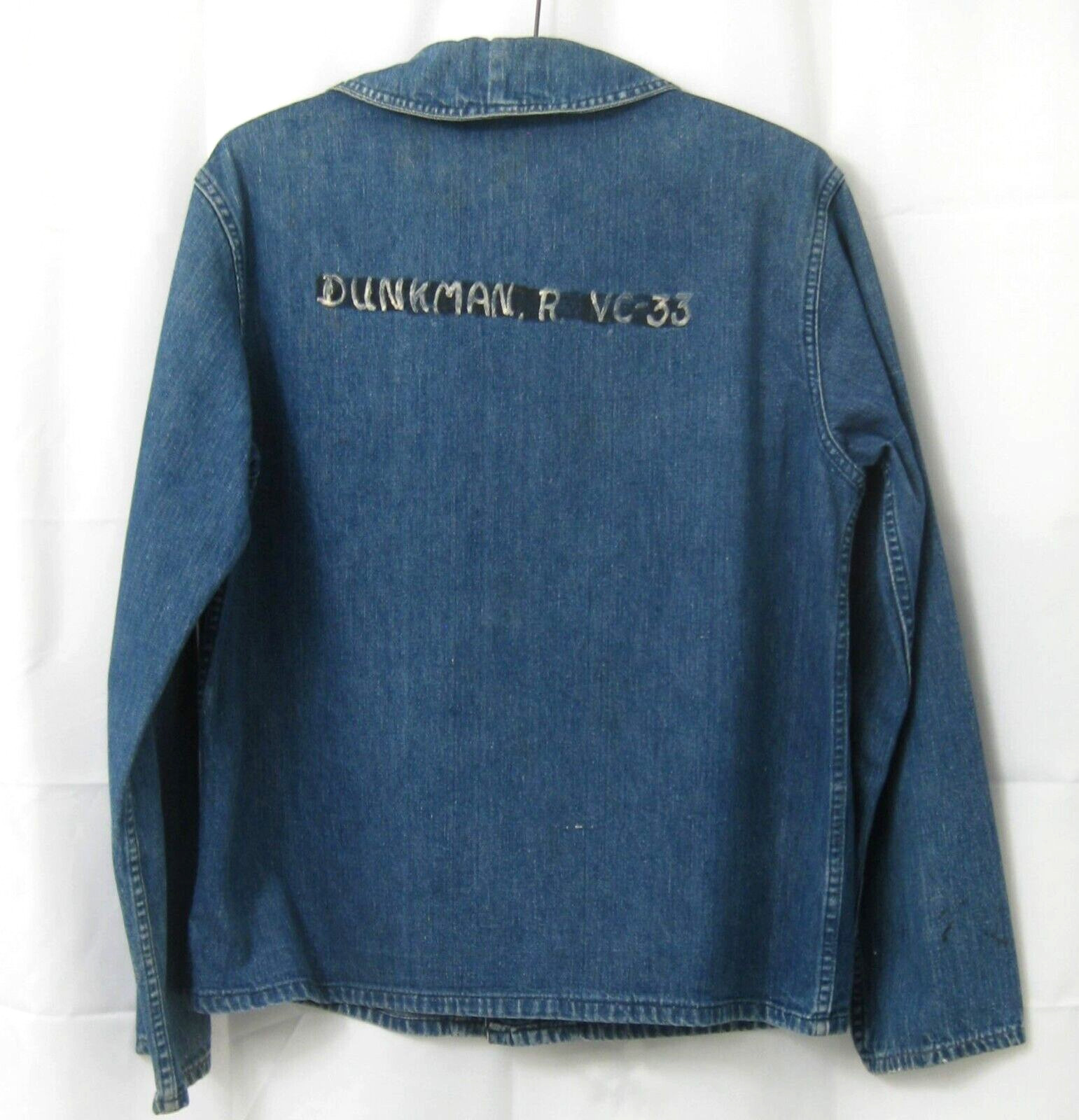 40s 50s Navy Denim Jacket Jean Shawl Collar Size 42 Vtg