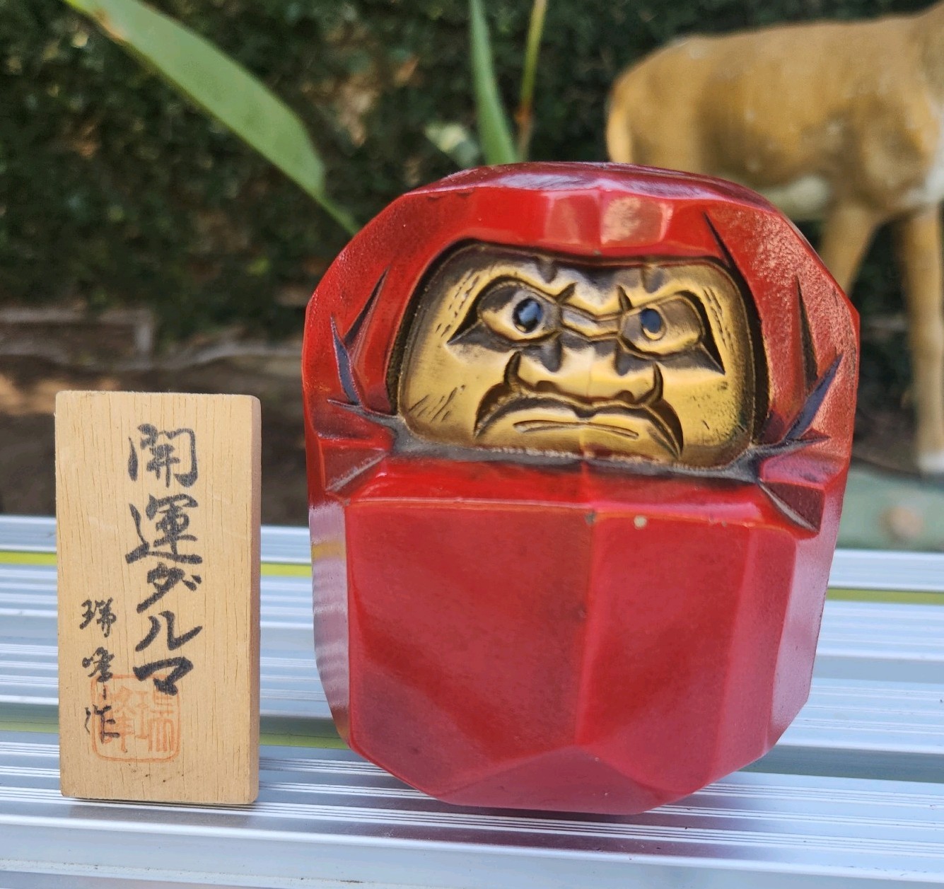 Japanese Vintage Takaoka Daruma Monk Master Buddha Statue H4.5in×W4in Good-Luck