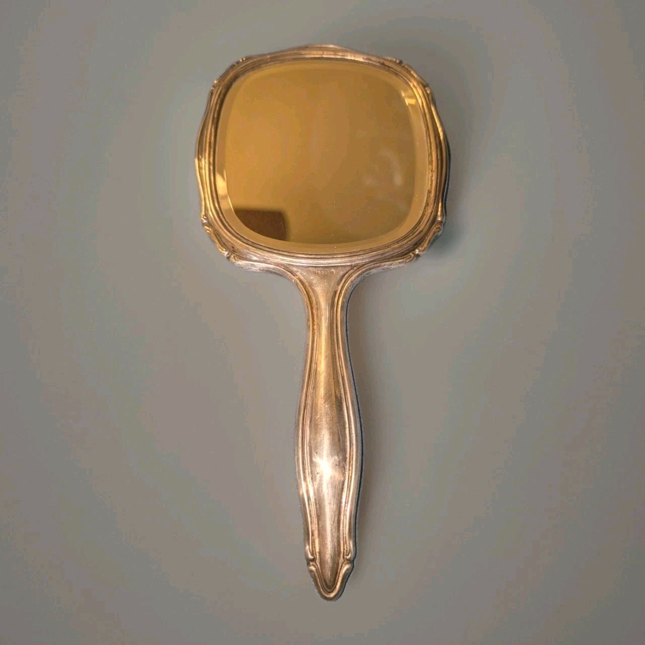 Antique Johann Beck 835 Silver  Engraved Hand Mirror 10\