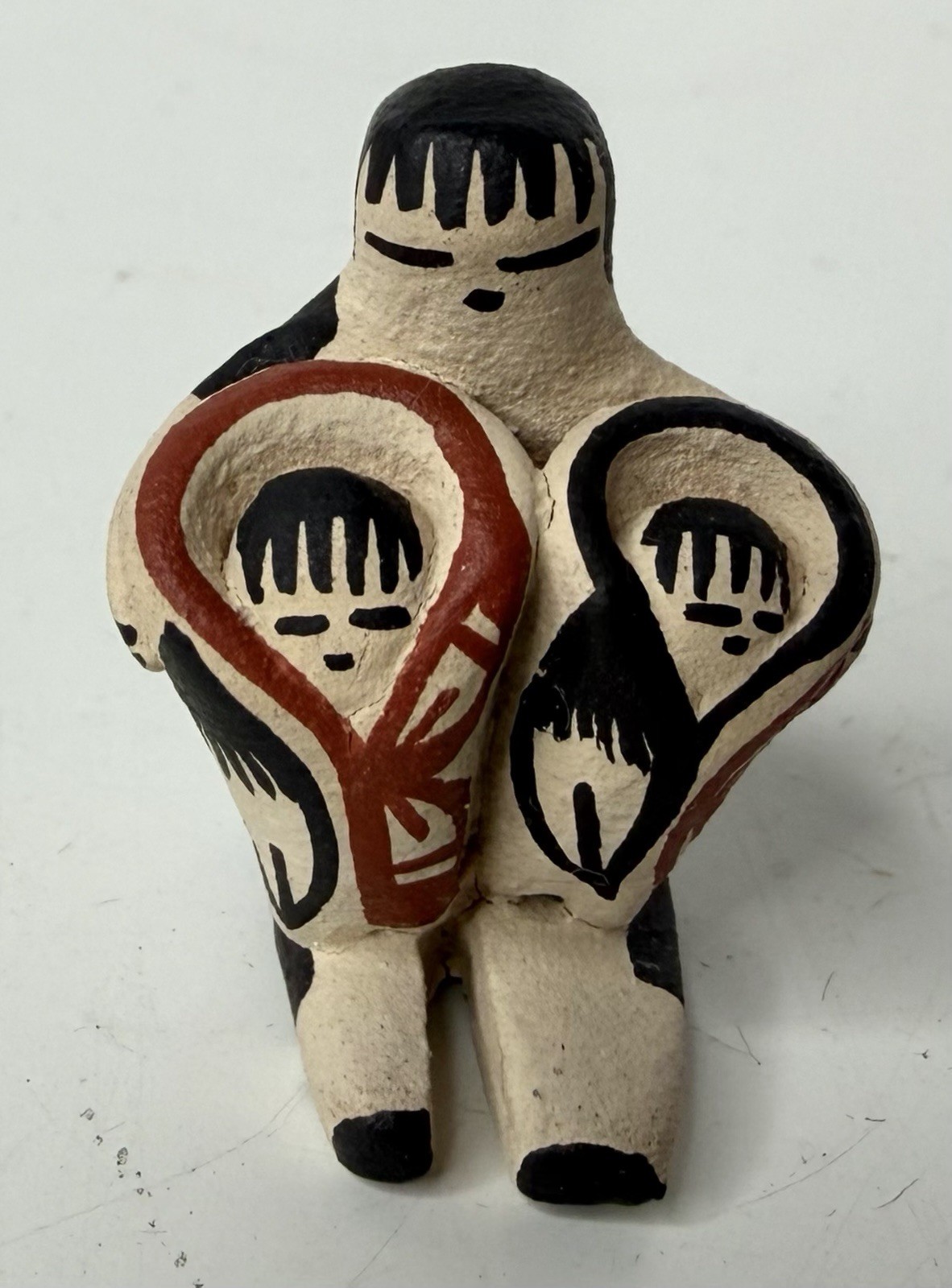 Miniature Jemez Pottery Storyteller Signed M.C Native American 1.125