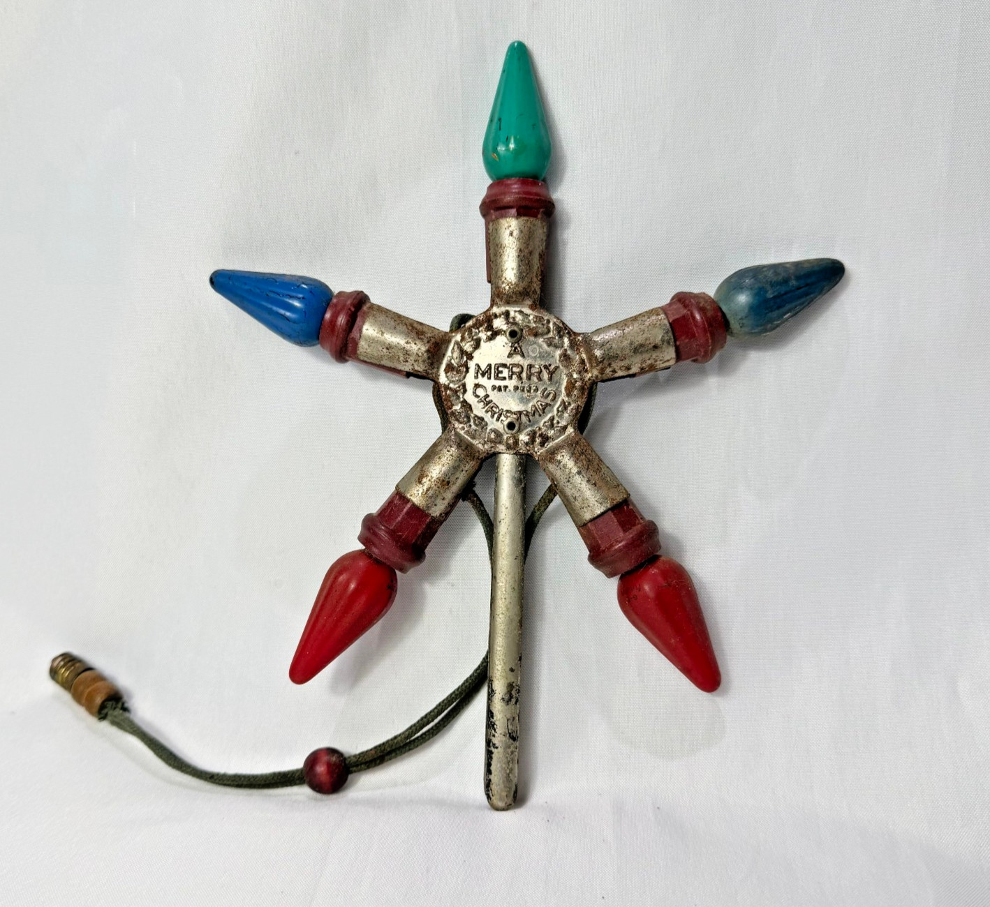 Vtg NOMA A Merry Christmas Tree Topper 5 Pointed Star Pigtail Connector Vtg NOMA A Merry Christmas Tree Topper 5 Pointed Star Pigtail Connector
