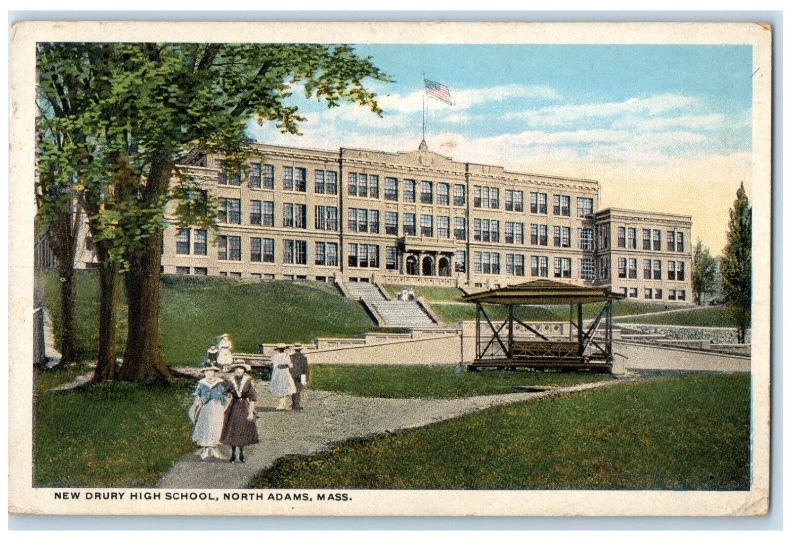 1919 New Drury High School Exterior Building North Adams Massachusetts Postcard