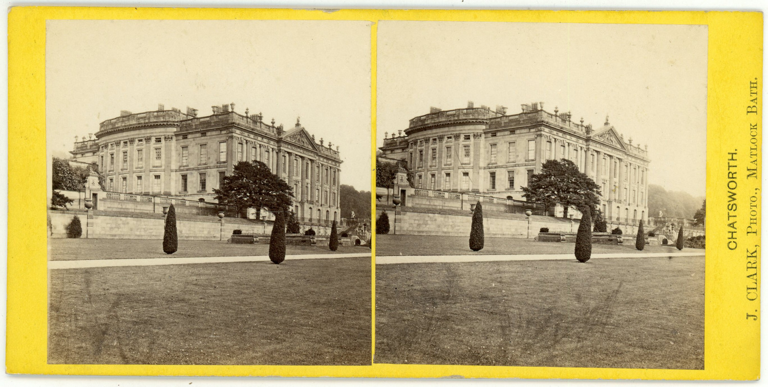 Stereo England, Derbyshire, Chatsworth House near Bakewell, circa 1870 Vintage s