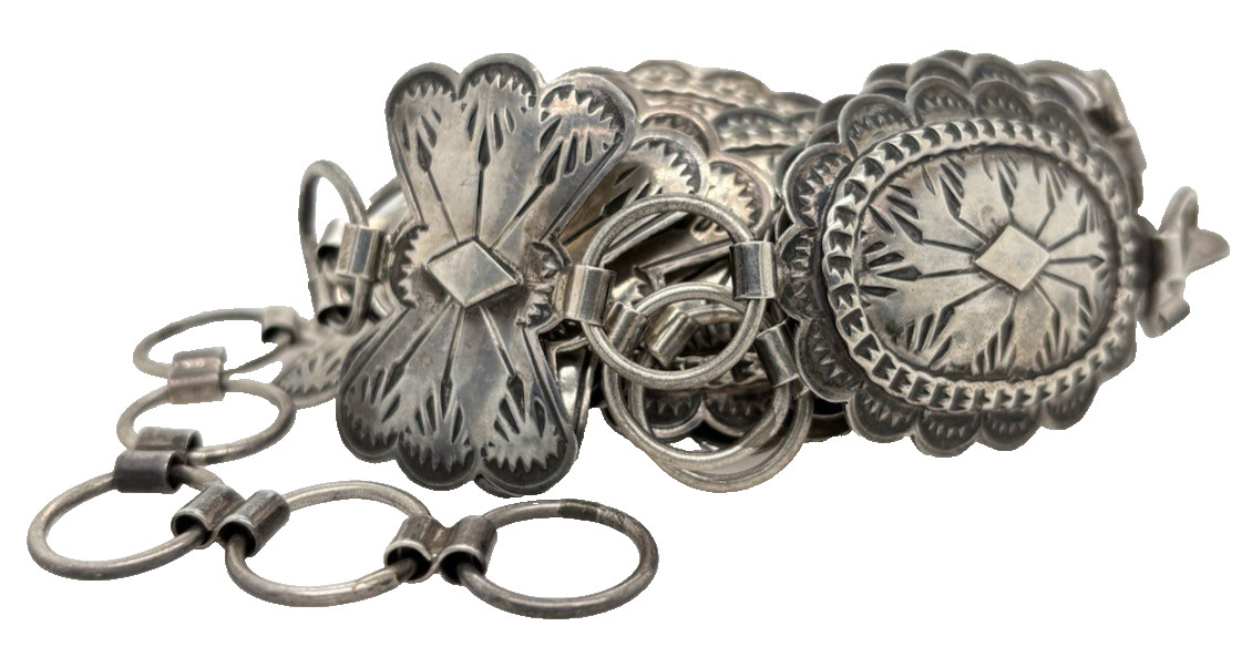 Native American Sterling Silver Concho Traditional Link 38\
