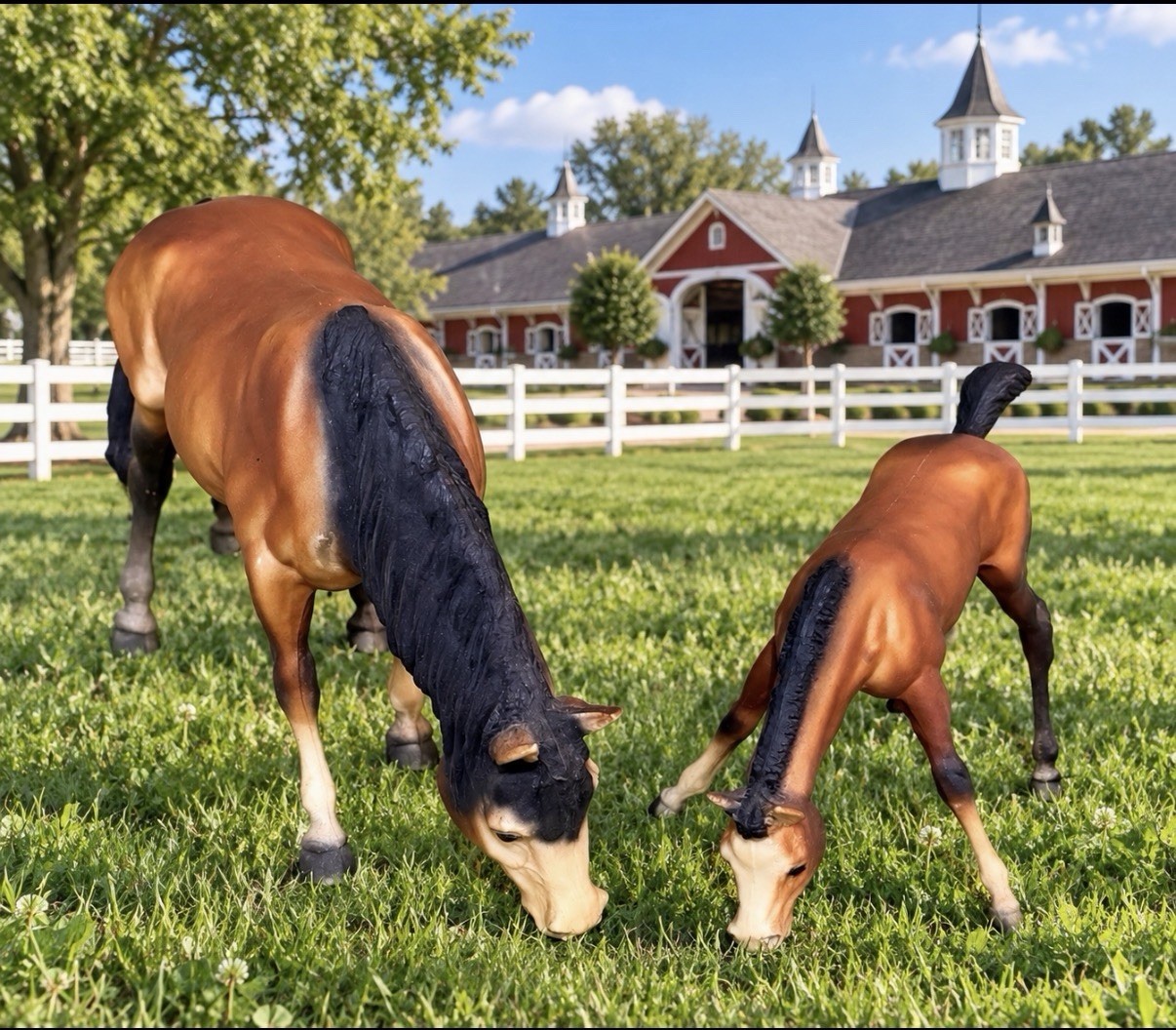 Vintage Breyer Horses Bay Grazing Mare #141 & Grazing Foal #151  1965-1980