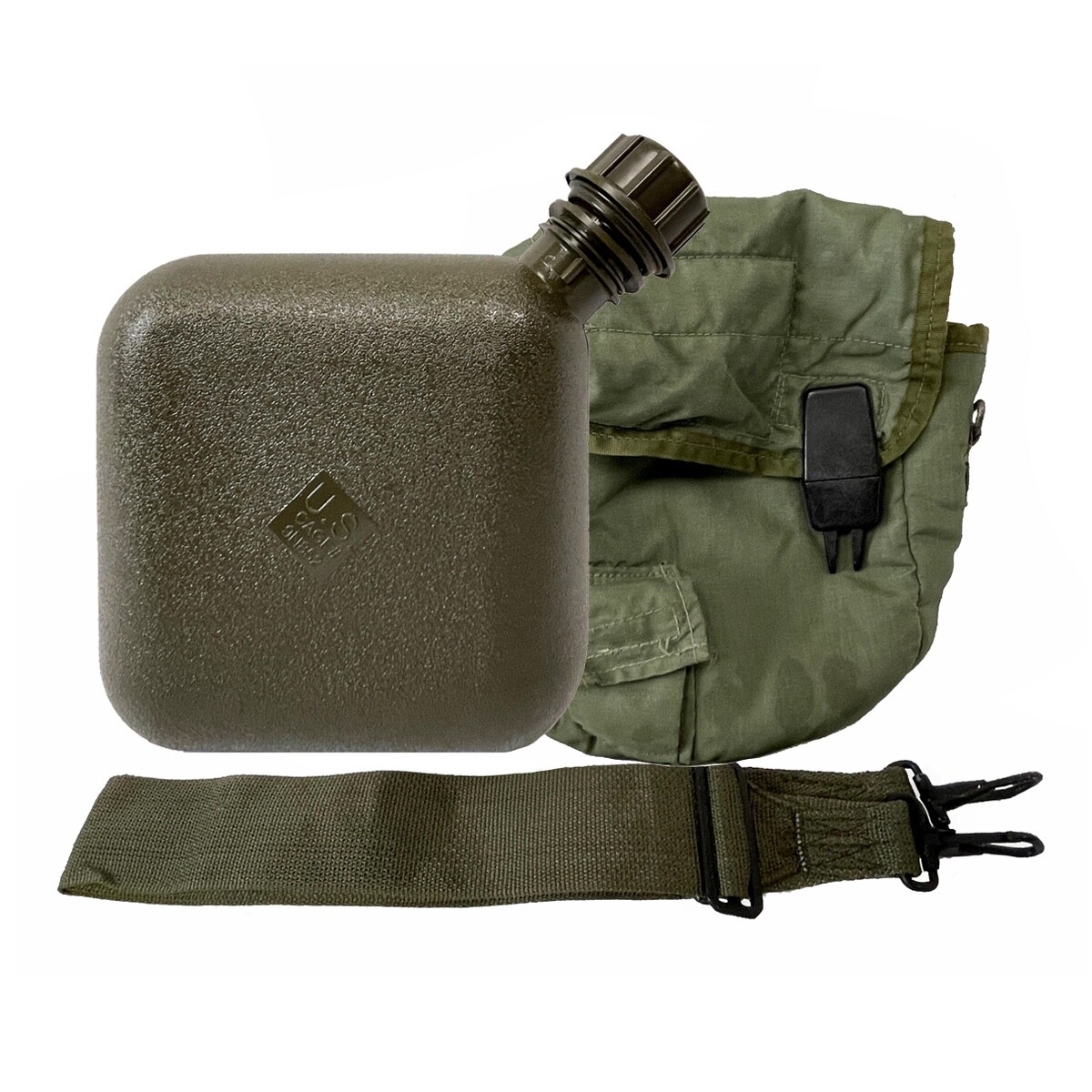 US Military 2 QT Collapsible Water Canteen with 2 Quart Pouch Cover & Sling EXC