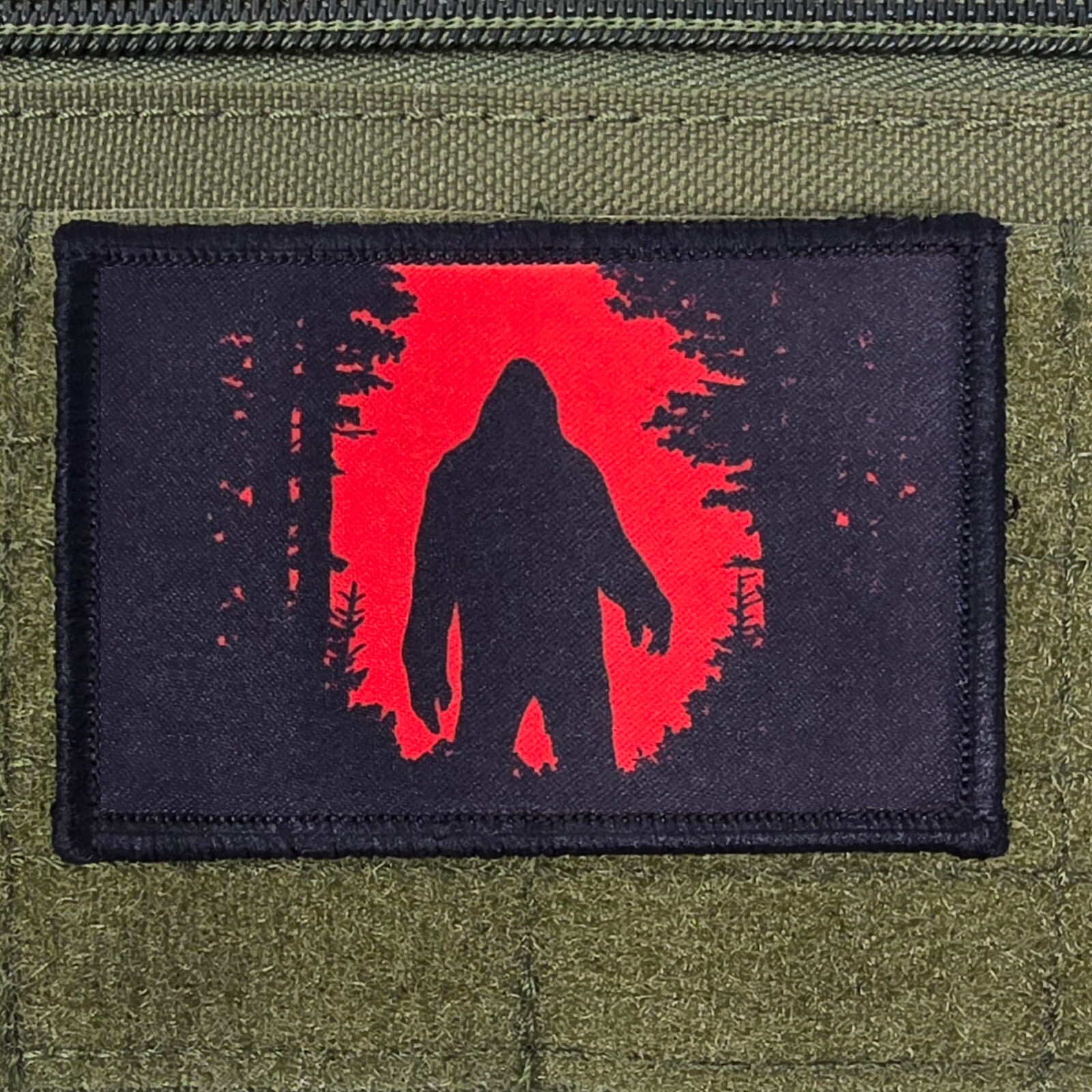 Bigfoot Patch Red Moral Tactical Meme Silhouette Army USA Flag Hook & Loop 3x2