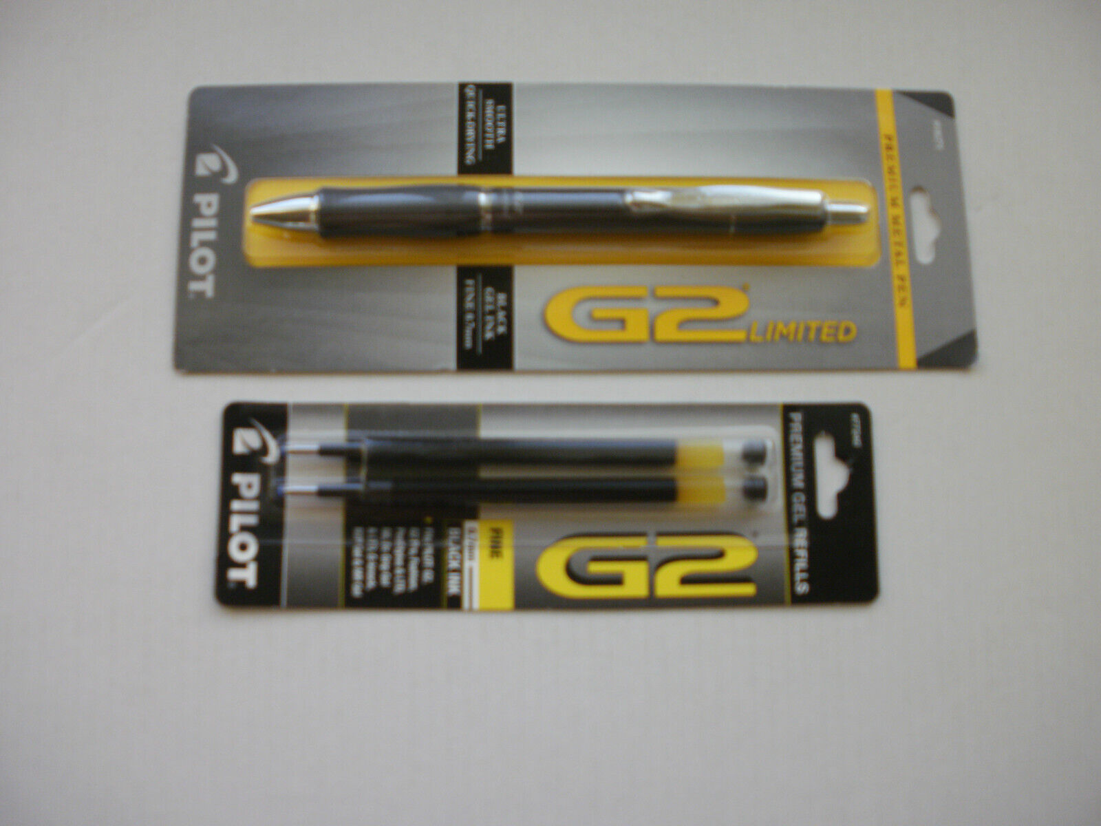 PILOT G2 Limited Premium Rollerball Pen BLACK INK 0.7mm Metal Titanium 2 REFILLS
