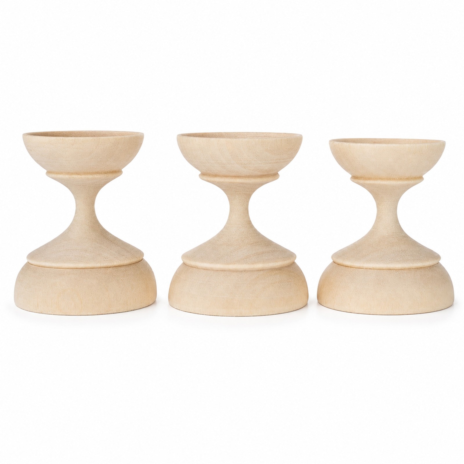 Set of 3 Blank Wooden Ukrainian Easter Egg Stand Holder Display 1.5 Inches
