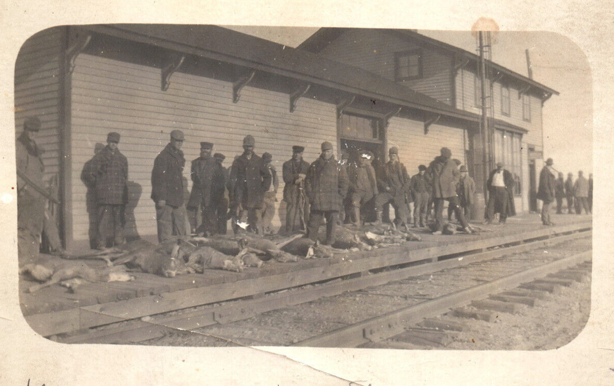 Mcgrath Minnesota Train Depot Railroad Station Hunters RPPC Real Photo Postcard