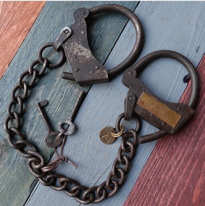 Antique Handcuff Old Cast Iron Working Lock With Key U.S. Postal Western
