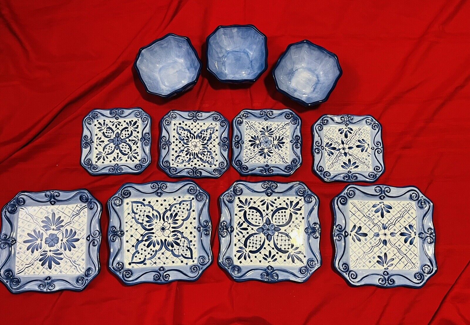 Tabletops Unlimited Lisbon Dinner Plate, Bowl, Salad Plate-Painted Blue Tiffanys