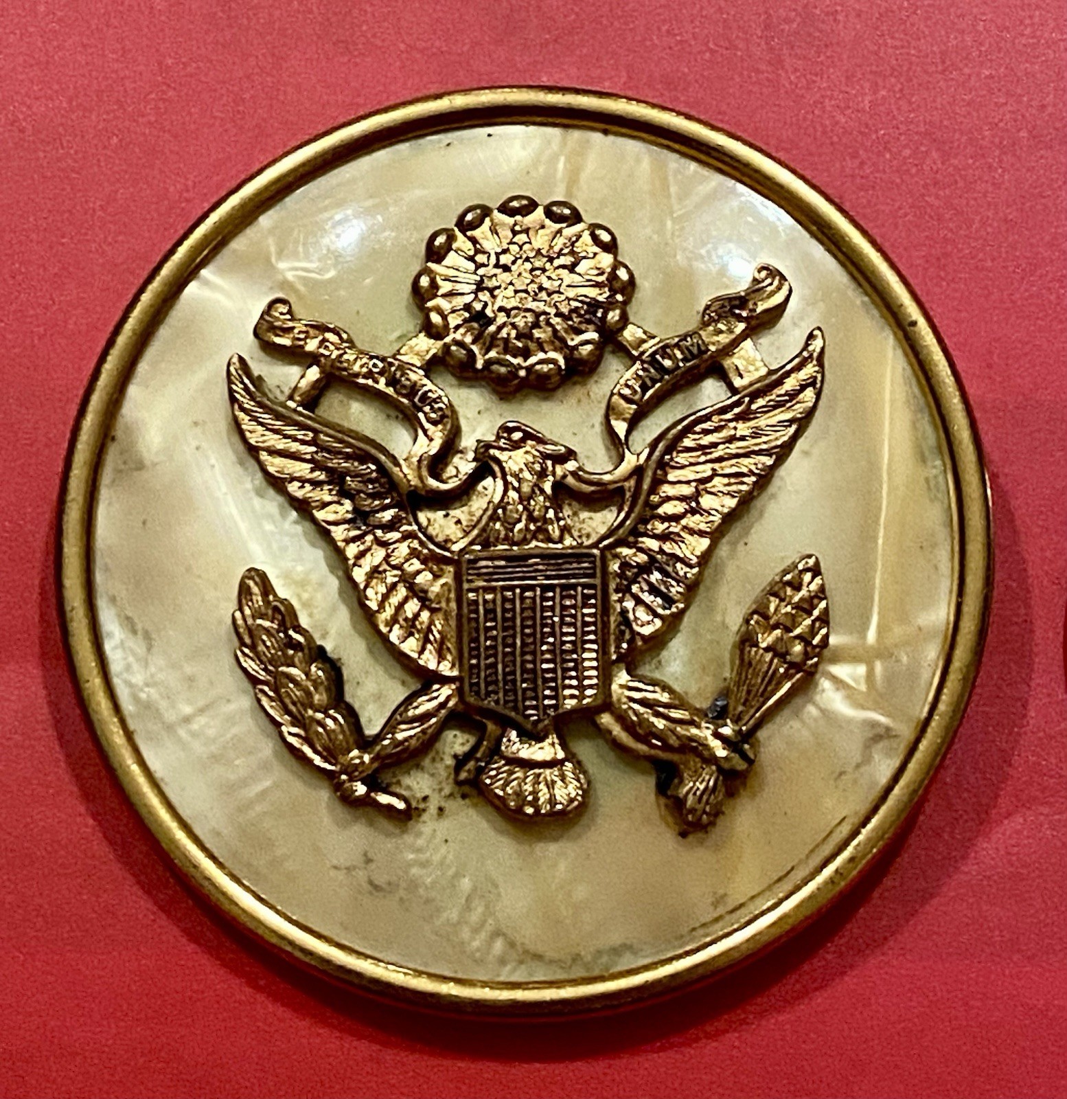 Original Vtg WWII US Army Officer Insignia Mother-of-Pearl Sweetheart Brooch