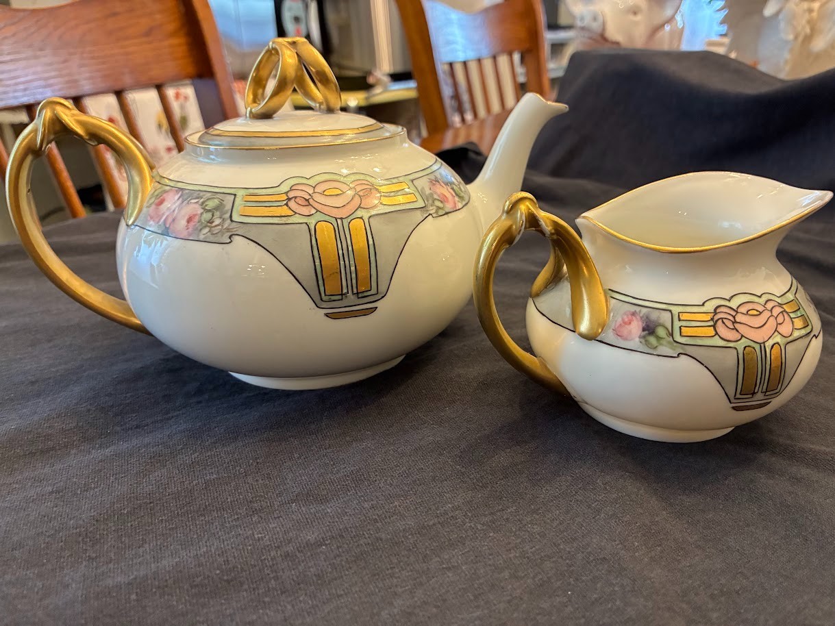 Moritz Zdekauer Weimar Germany porcelain art deco tea set hand painted rare