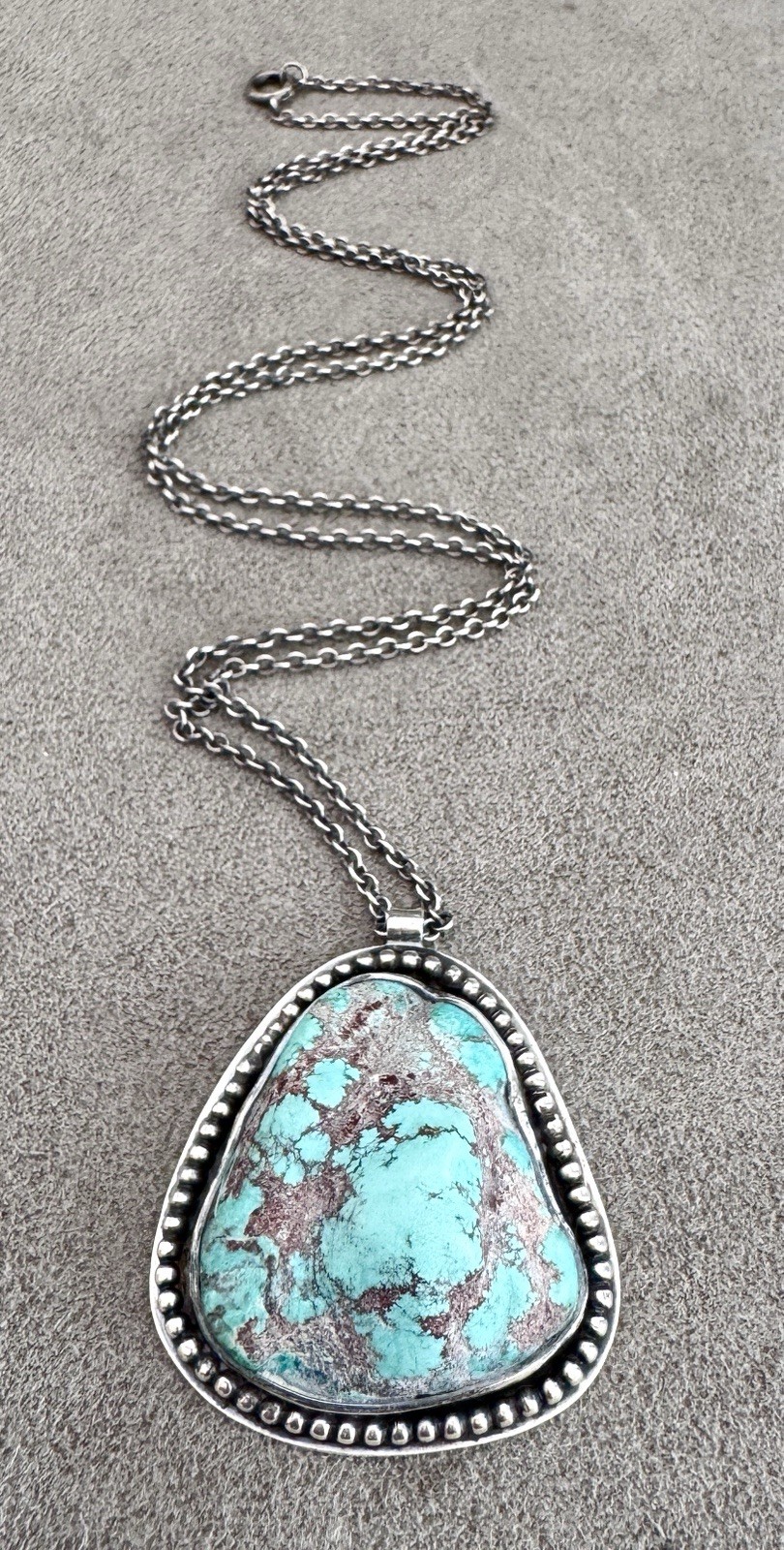 Vtg BIG Navajo TURQUOISE + STERLING Silver Chunky PENDANT + 23 Vtg BIG Navajo TURQUOISE + STERLING Silver Chunky PENDANT + 23