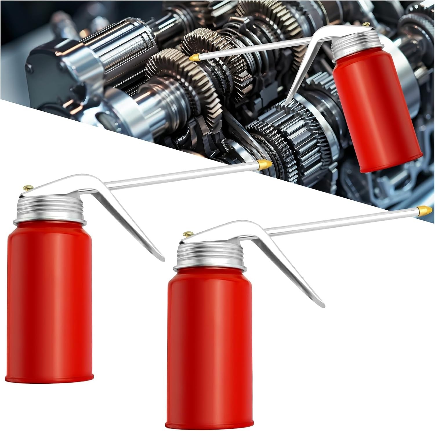 2PCS Metal Oil Can Pump 200ml Oiler Dispenser with Spout for Car Motorcycle