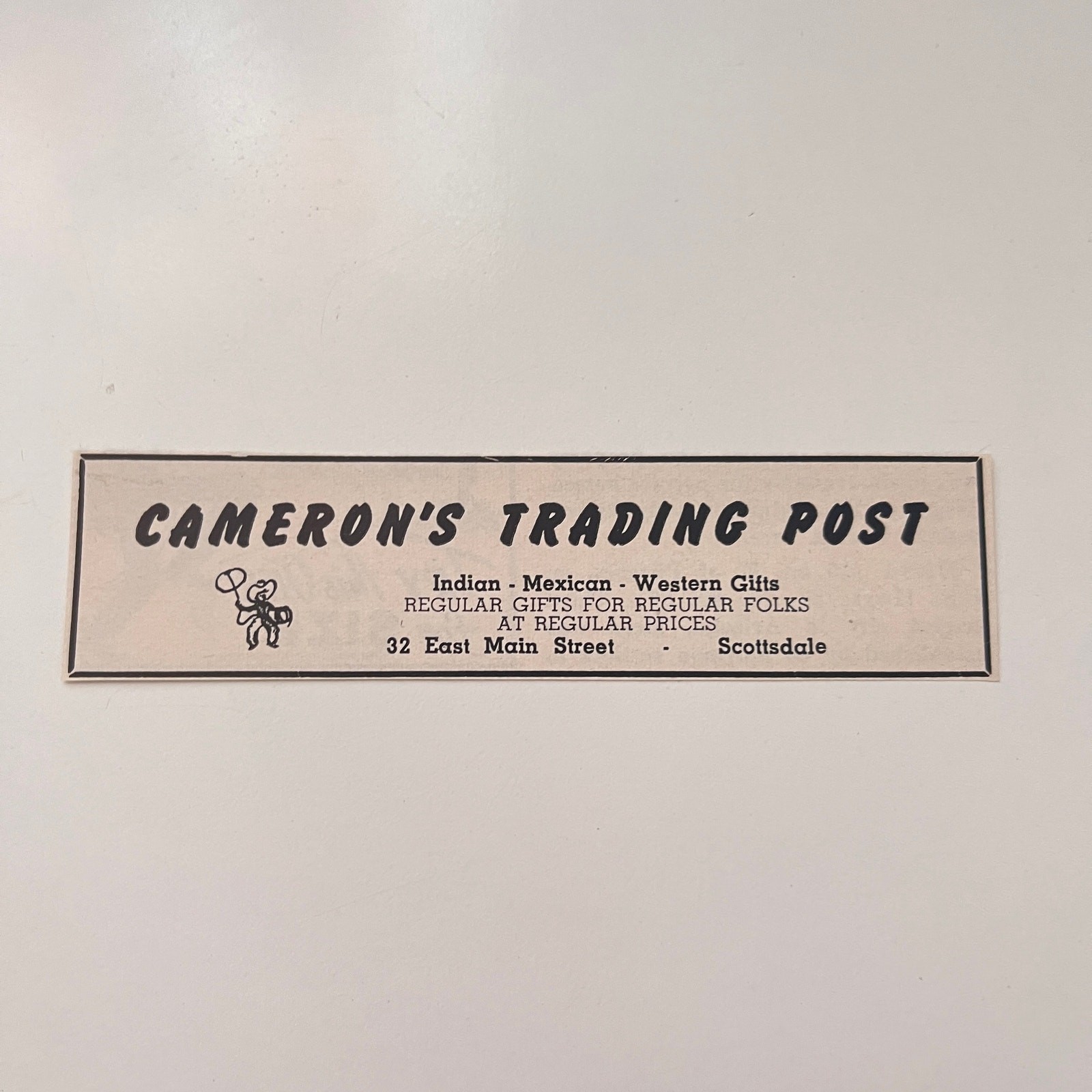 Cameron's Trading Post Indian Mexican Western Gifts 1955 AZ Ad SAK1-M20