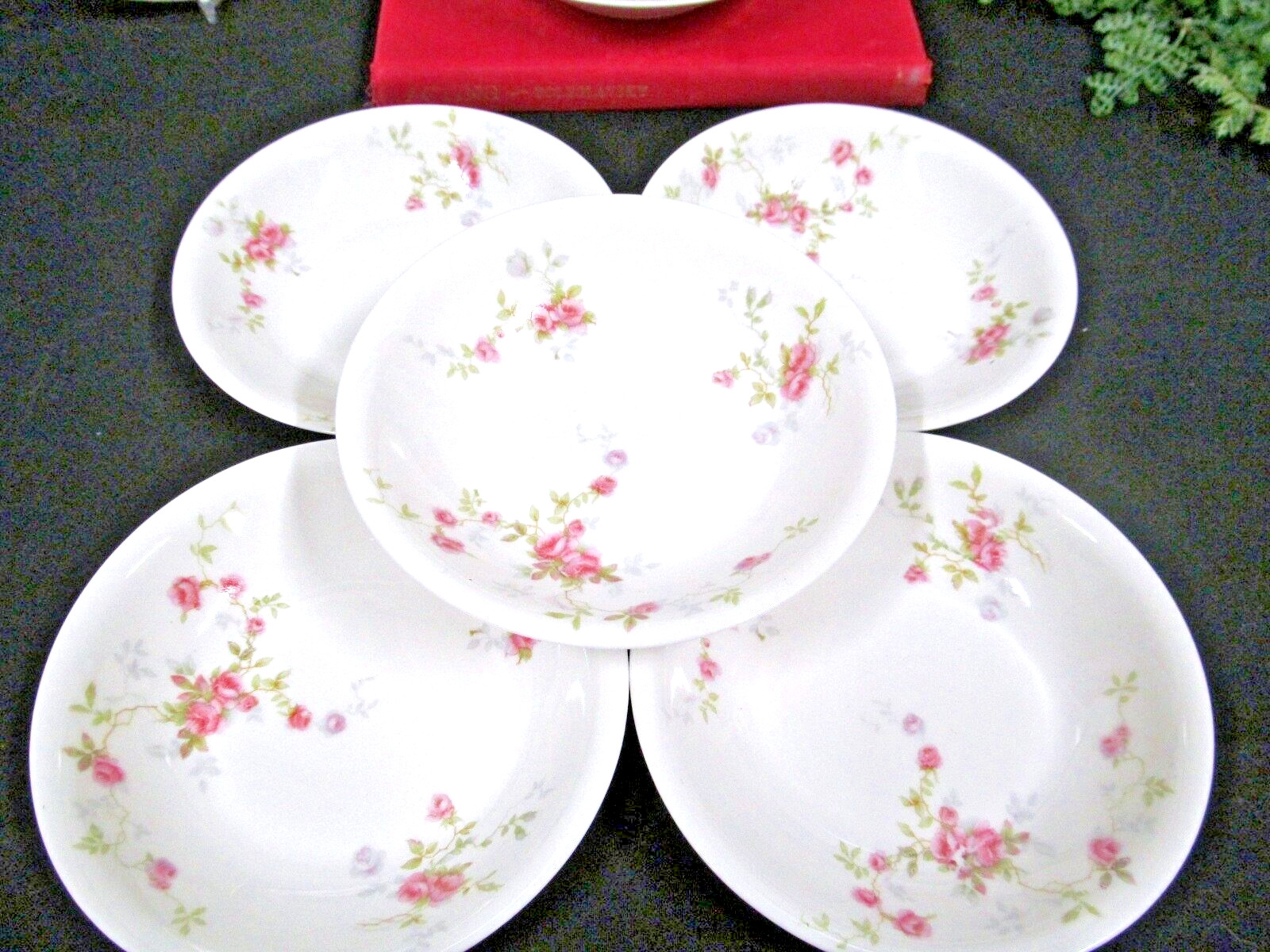 Theodore Haviland Limoges pink rose Touraine set of 10 fruit bowls
