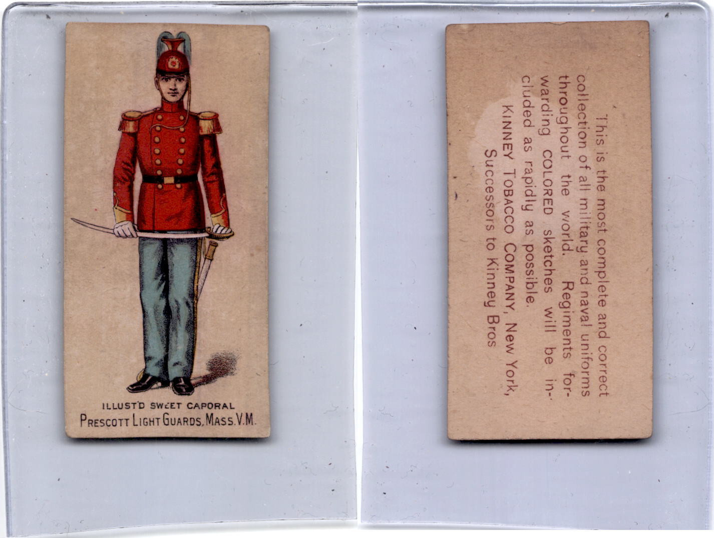 N224 Kinney Tobacco Card 1887, Military, Massachusetts, Prescott L. Guards (A42)