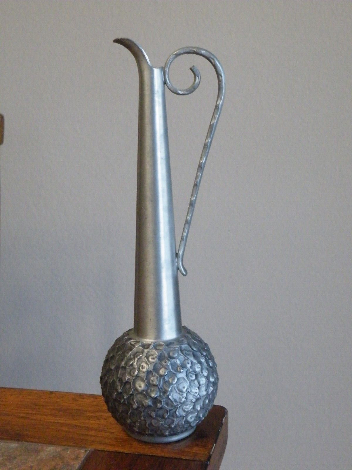 Vintage Perletinn Norway Pewter Pitcher Vase    10-1/4