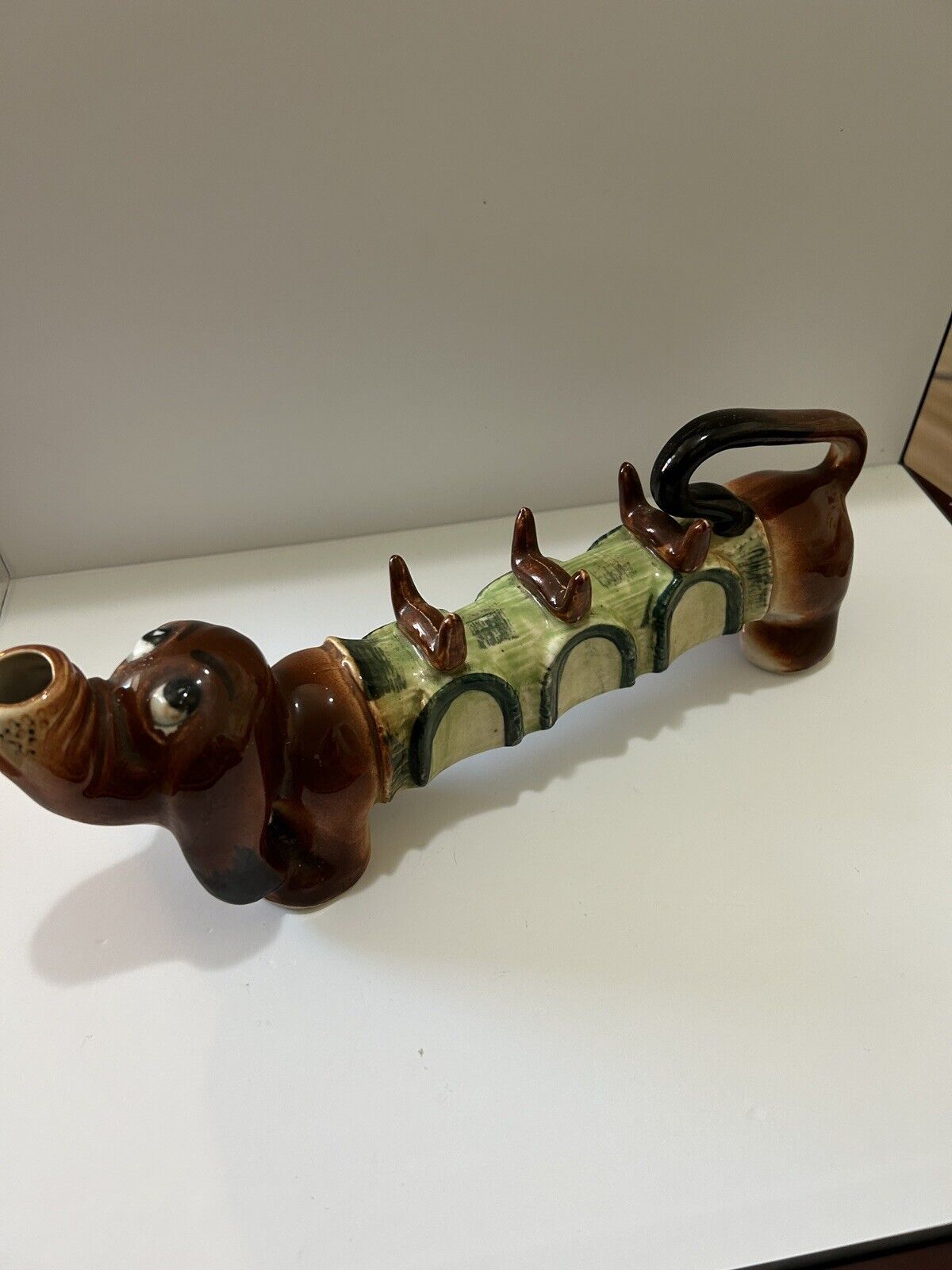 Rare Signed Japan MCM Basset Hound dog Pitcher dachshund mid-century Ceramic