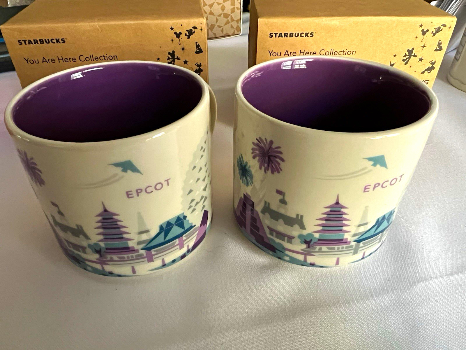 Starbucks YAH Collection EPCOT Mugs - Disney Parks Silver & Recalled Purple NWT