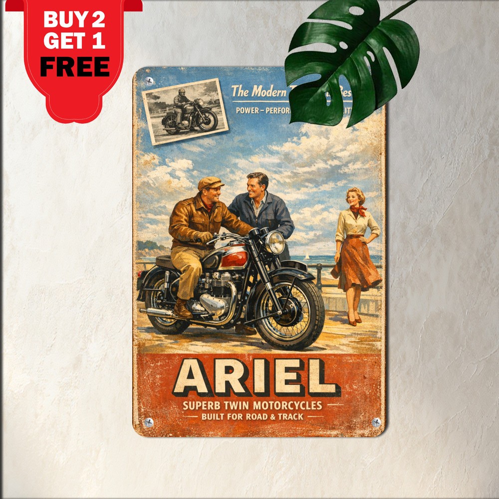Retro 1950 Grand Prix Racing Circuit Motorbike Metal Tin Sign 8x12