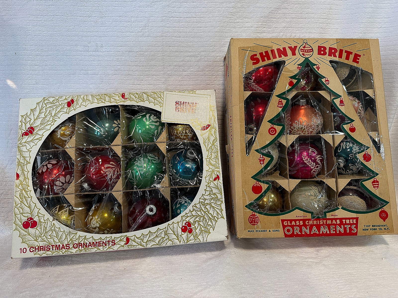 Lot Of 24 Vtg Christmas Ornaments Shiny Brite Made In USA Glass Decor