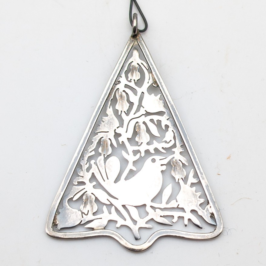 Vtg Janna Thomas Sterling Silver Partridge in a Pear Tree Christmas Ornament
