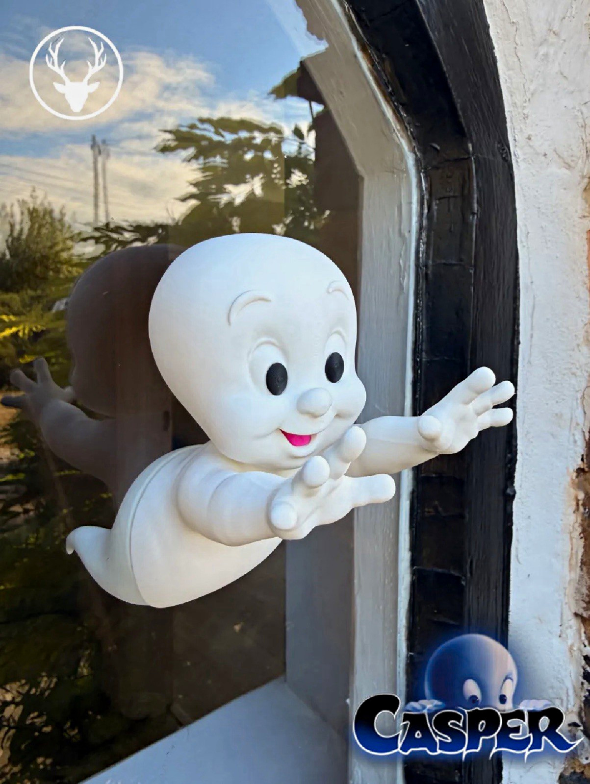 Casper Window Ghost Phasing Illusion Suction Cup 3D Printed Halloween Decor 