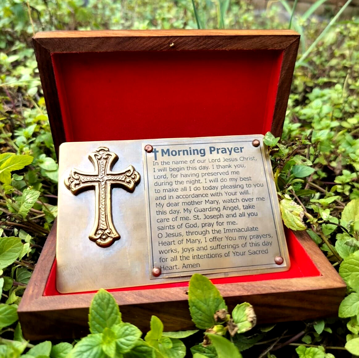 Lot Of 10 Antique Brass Morning Prayer Jesus sign plate 4.5 
