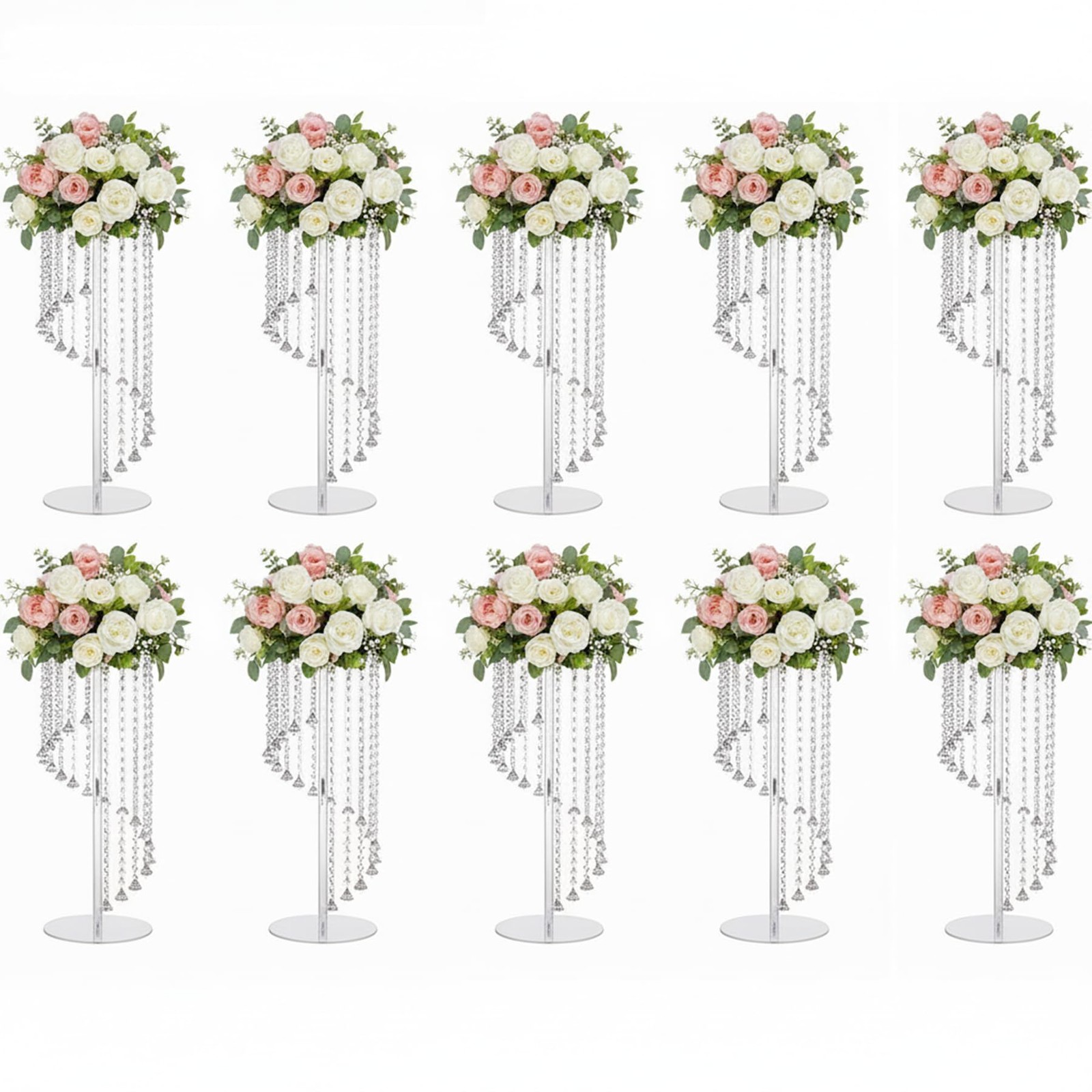 Acrylic Crystal Vase Stand 10 Pcs 23.6in High Wedding Party Table Centerpiece