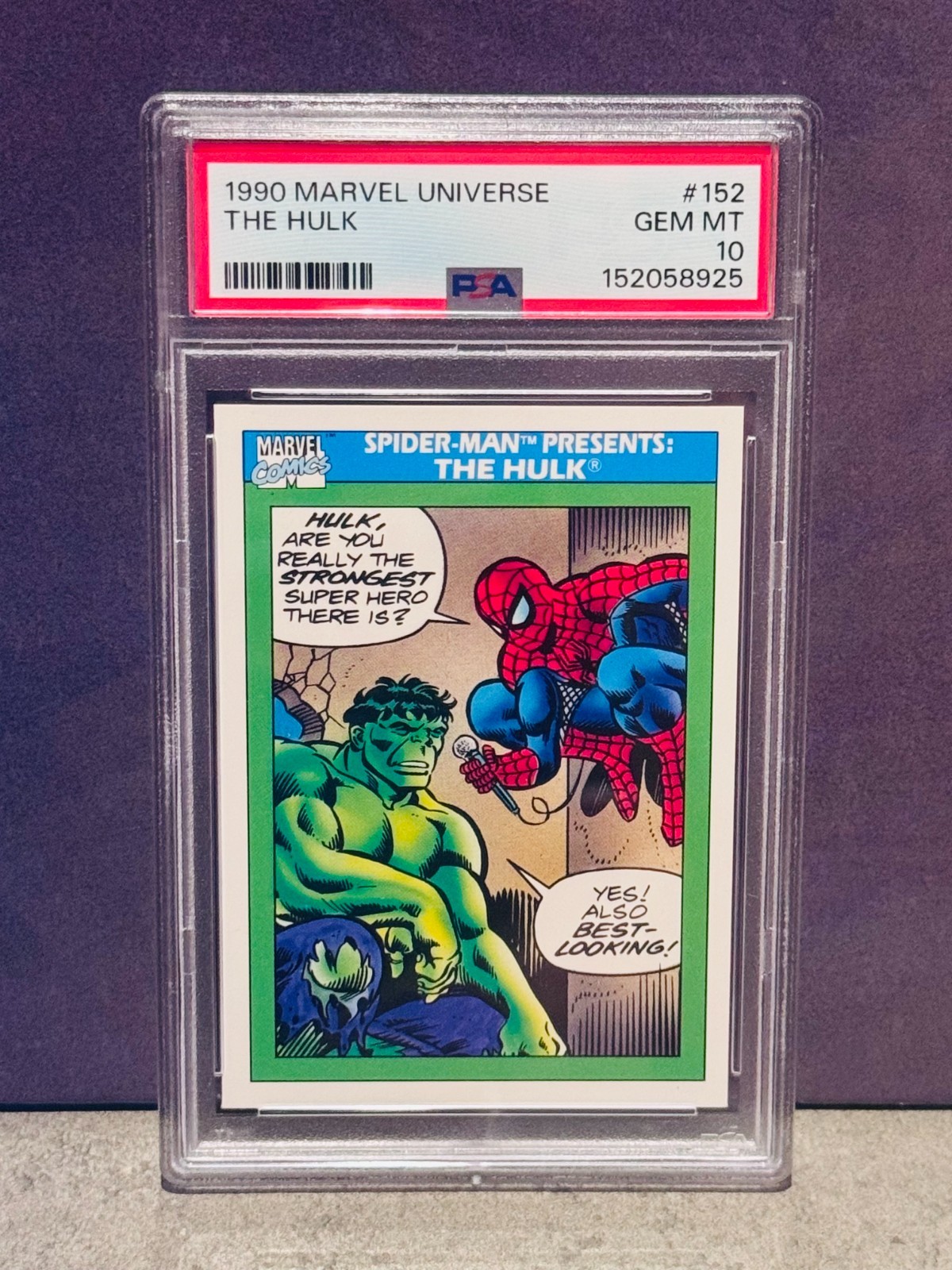1990 IMPEL MARVEL UNIVERSE #152 THE HULK PSA 10 Spider-man Presents GEM MINT