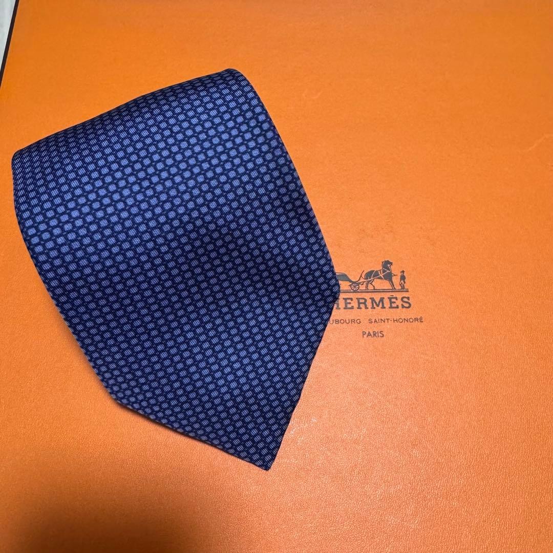 HERMES Tie, All-Over Pattern, Blue, Vintage. HERMES Tie, All-Over Pattern, Blue, Vintage.