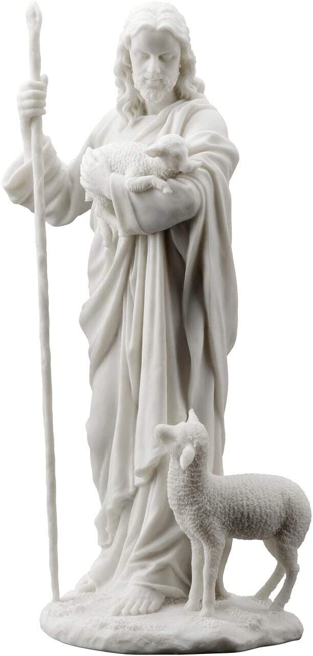 Jesus The Good Shepherd Statue Sculpture 11 ½-Inch (White)  *GIFT BOXED