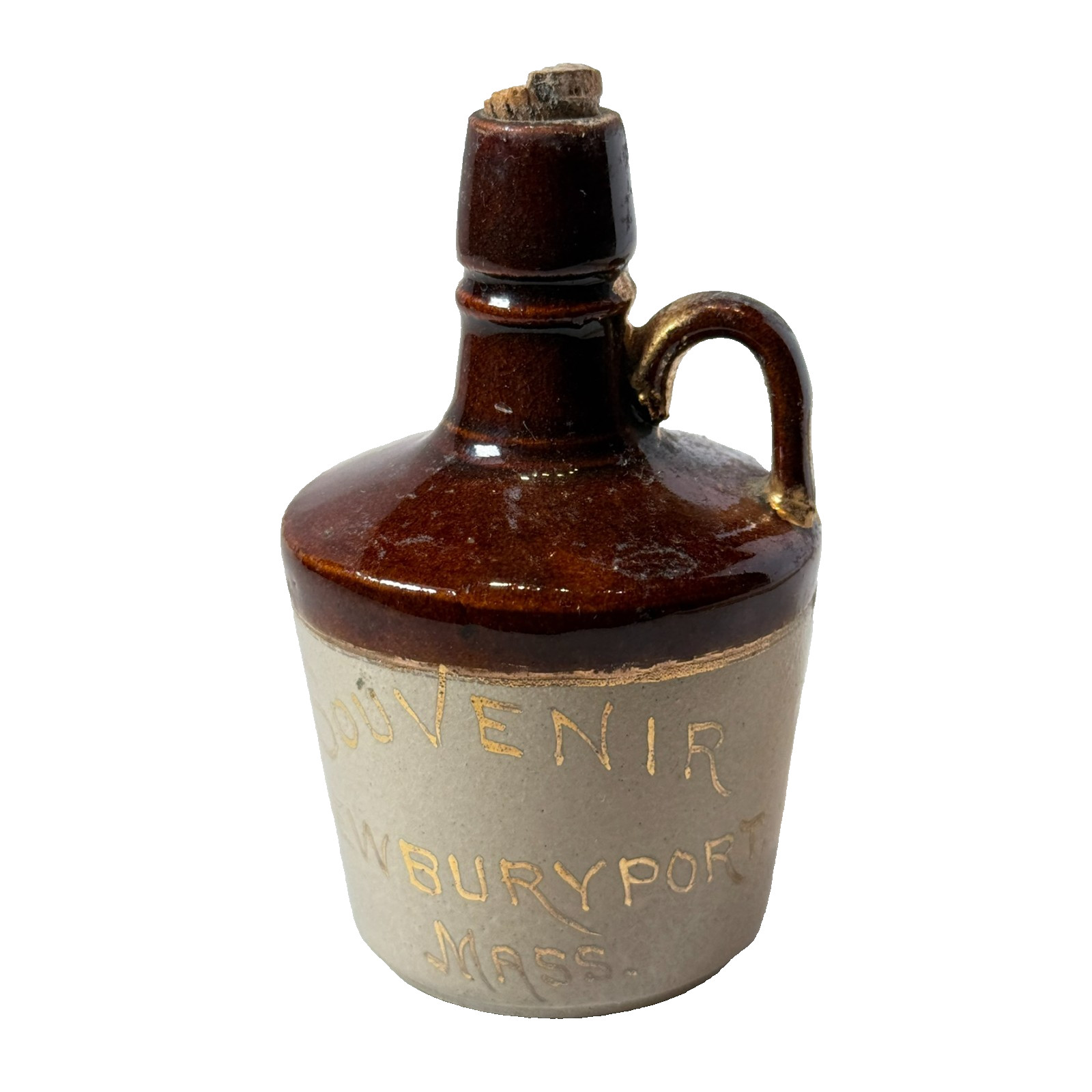 NEWBURY PORT MA Massachusetts ANTIQUE SOUVENIR TRINKET STONEWARE MINI JUG NEWBURY PORT MA Massachusetts ANTIQUE SOUVENIR TRINKET STONEWARE MINI JUG